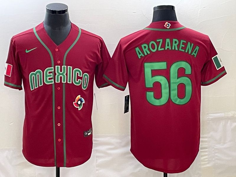 Men 2023 World Cub Mexico #56 Arozarena Red Nike MLB Jersey14->more jerseys->MLB Jersey